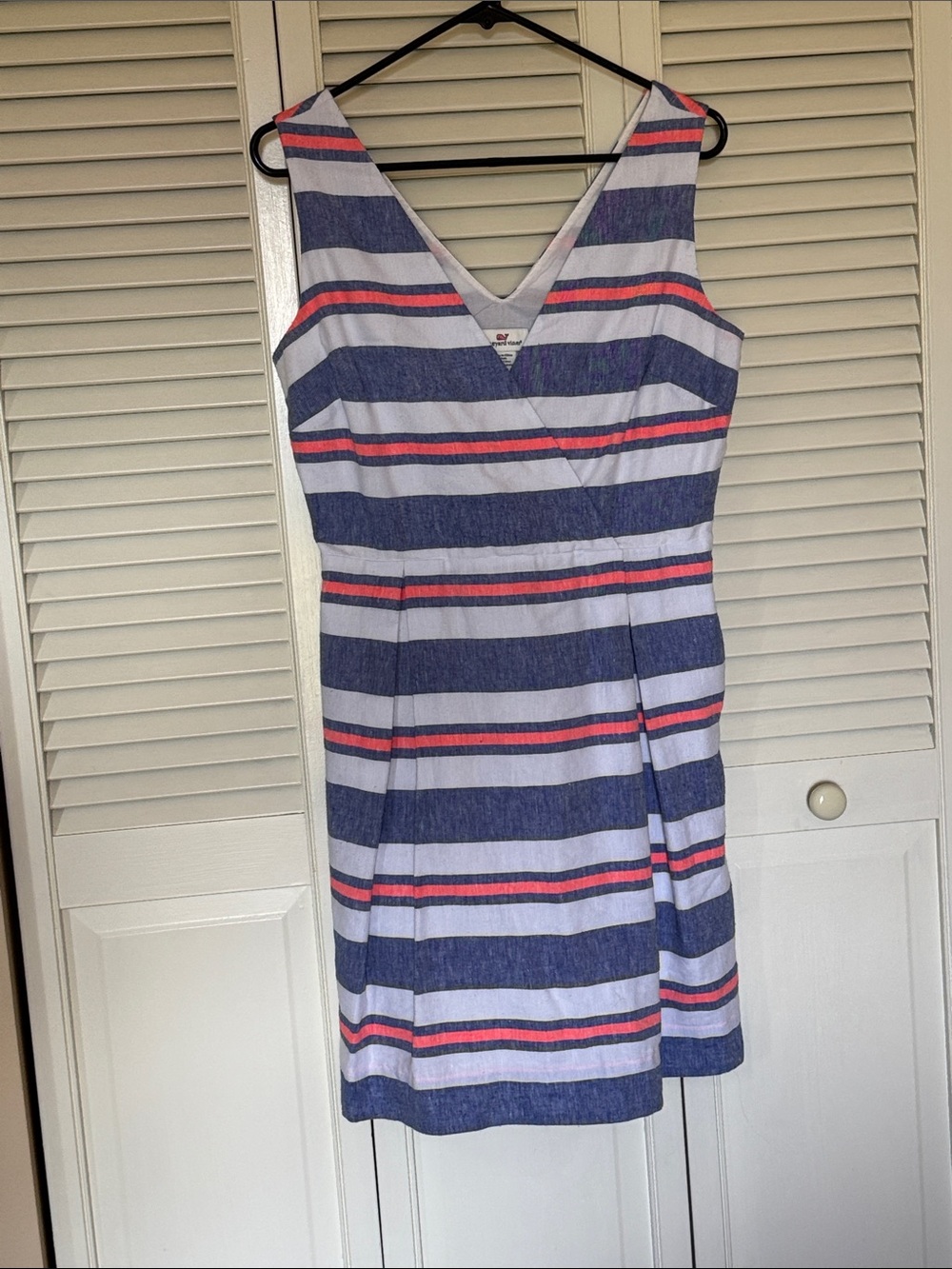 Vineyard Vines Blue, White & Pink Striped Midi Dress
